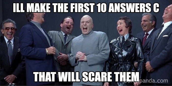 A group of people laughing, representing the hardship of educators in a humorous way.