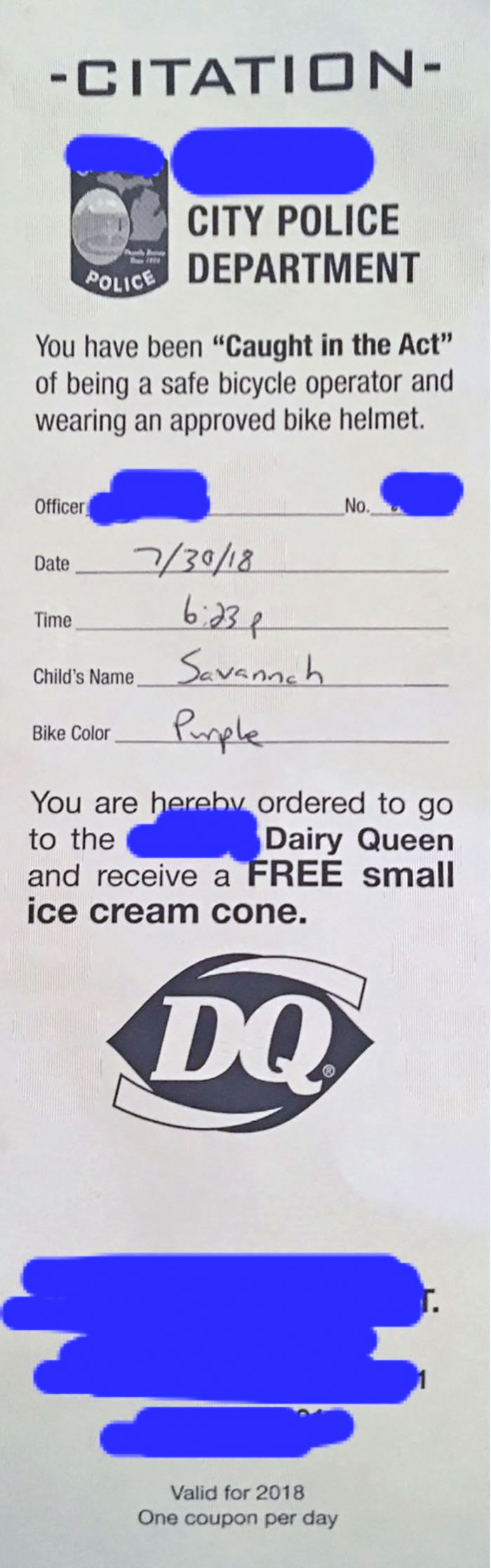 The City Police In My Area Are Pulling Kids On Bikes With Helmets Over! My Daughter Won’t Stop Talking About It