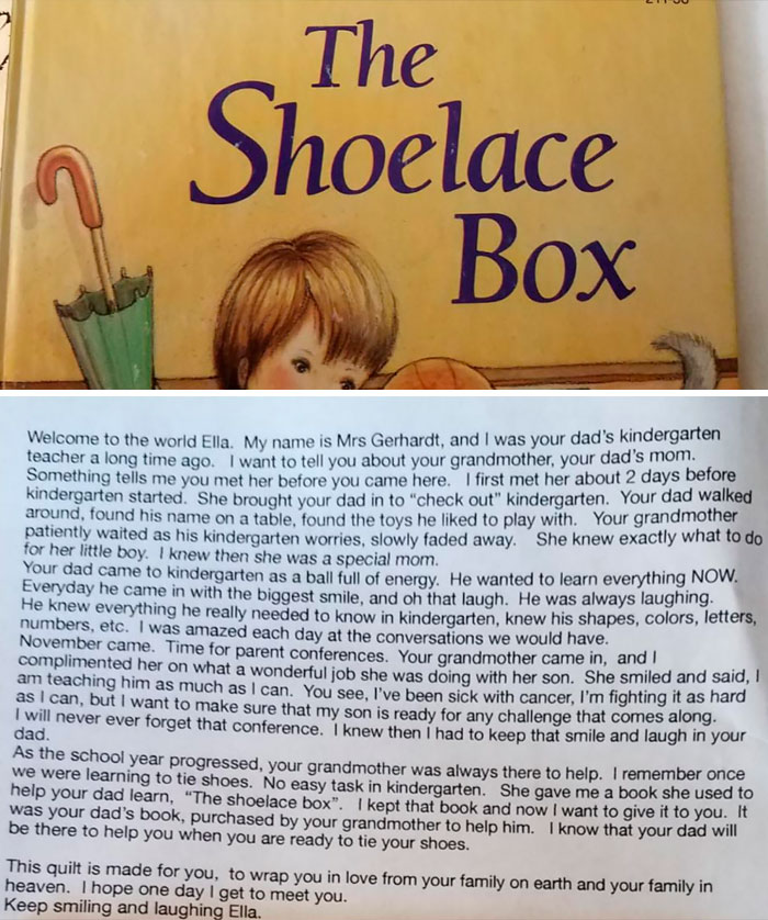 I'm 31 Years Old. I Just Received This From My Kindergarten Teacher After Having My First Child Three Weeks Ago. Right. In. The. Feels. She Also Hand Knit A Quilt That Went With This. I'm Not Crying, You're Crying!