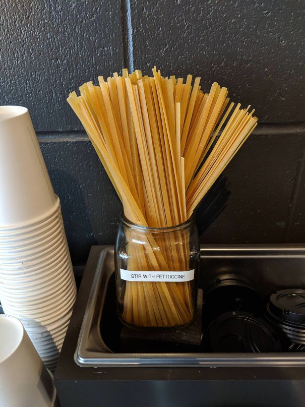 This Coffee Shop Uses Dry Fettuccine For Stir Sticks