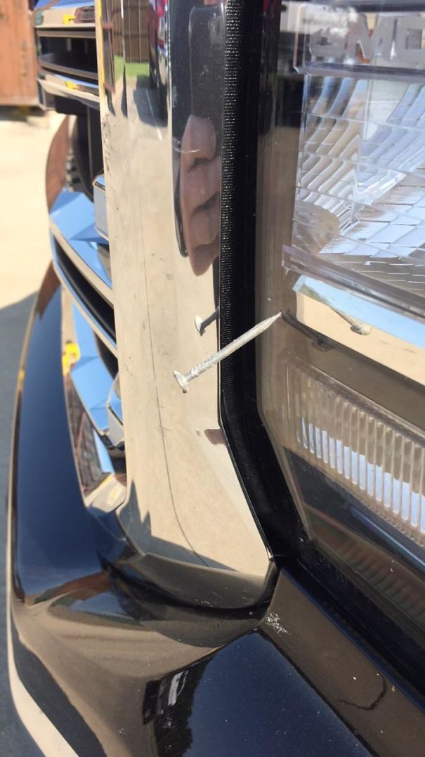 Usually You Pick Up Nails In Your Tires. Found This Bad Boy Stuck In My Headlight