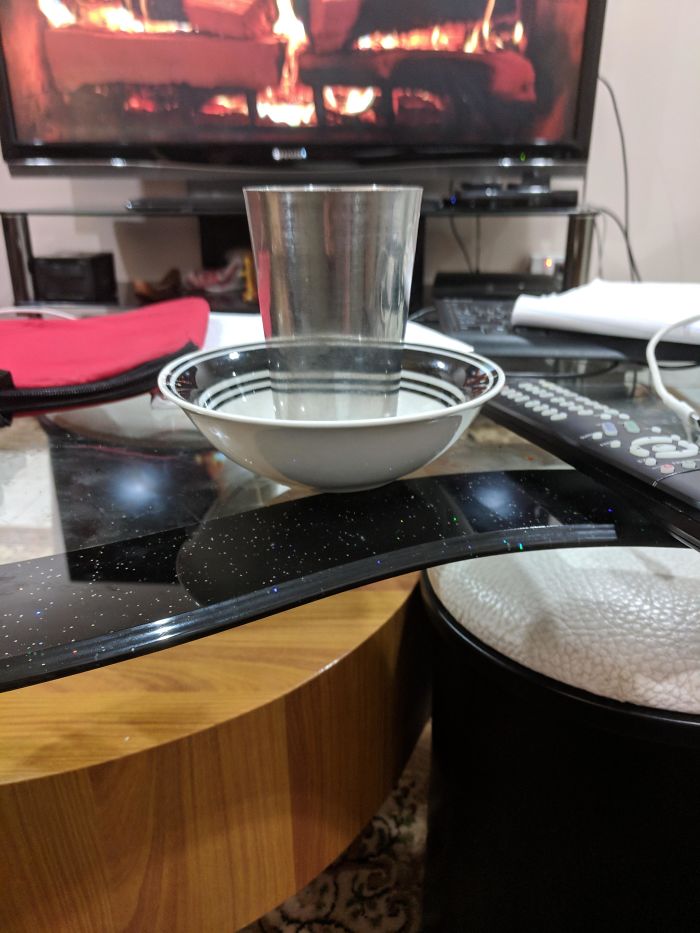 Steel Cup Looks Transparent Inside This Bowl