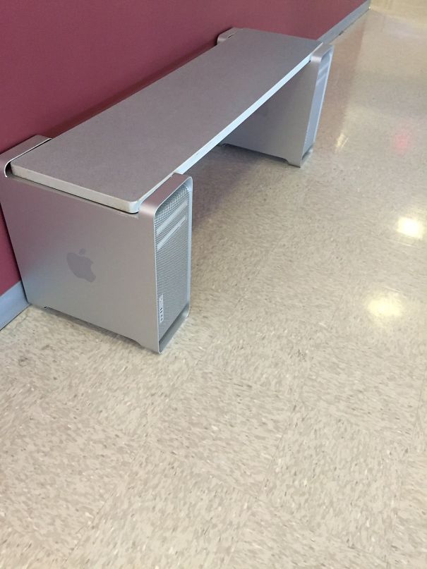 My School Made A Bench Out Of Old Mac Computer Towers