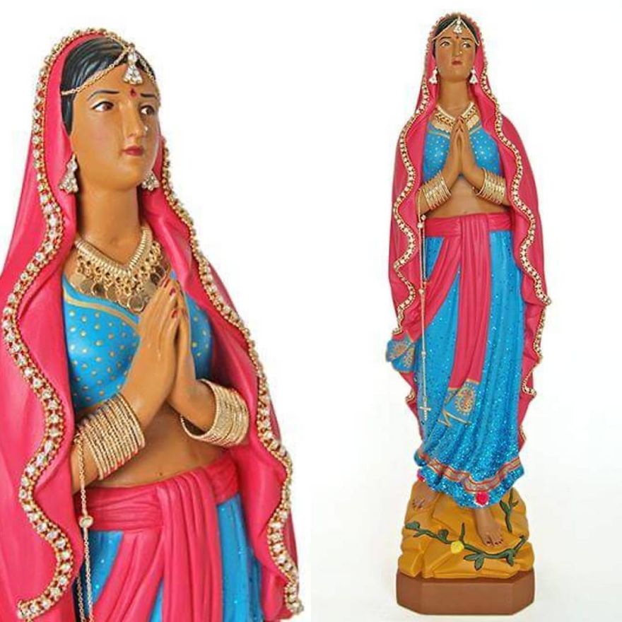 Artist Re-Reading Damaged Images Of The Virgin Mary Transforming Them Into Icon Characters Of Pop Culture