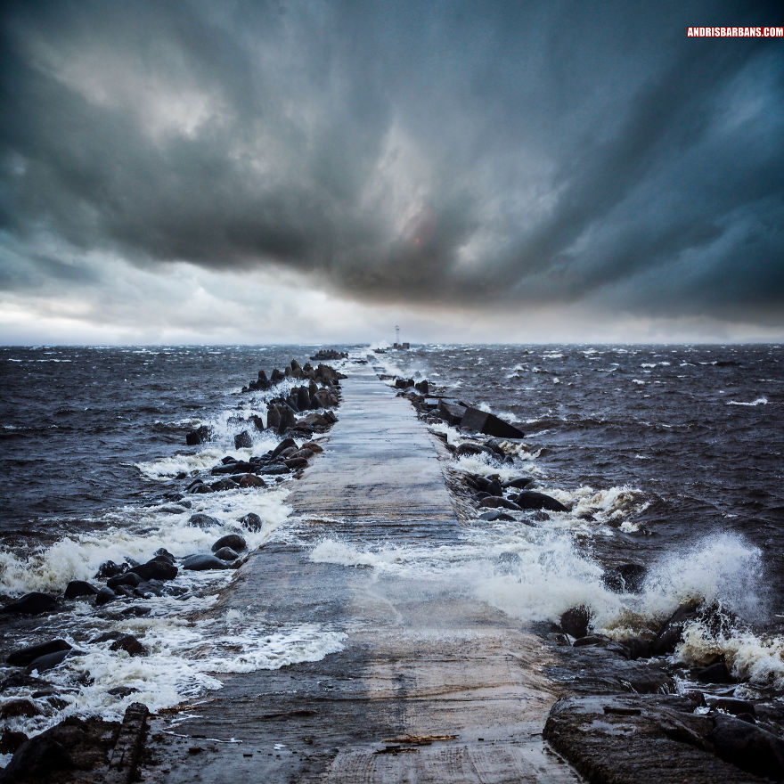 Autumn Storm In Bolderaja Pier