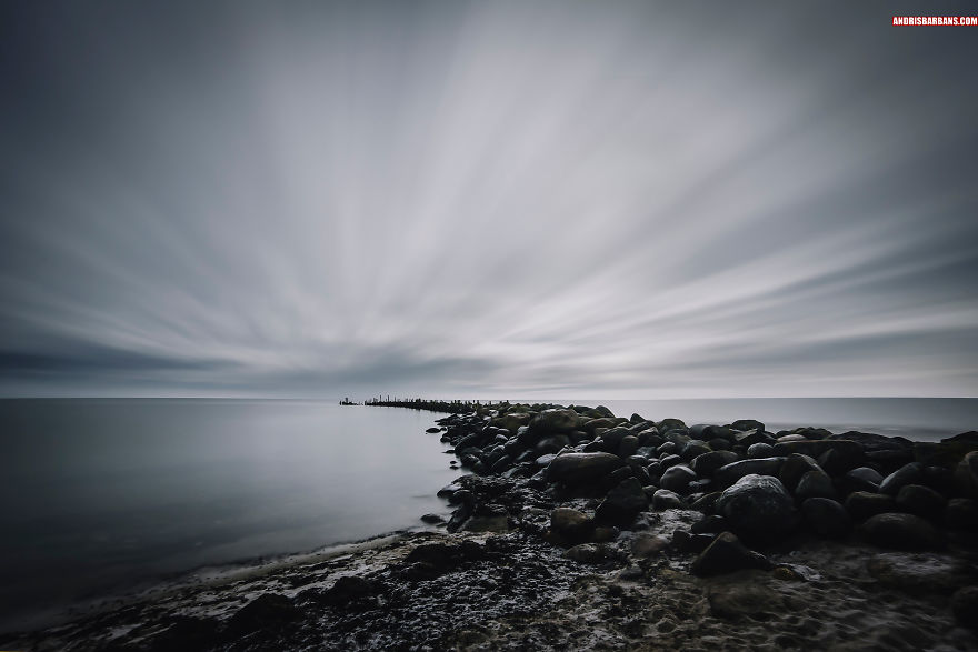 Old Rock Pier In Engure