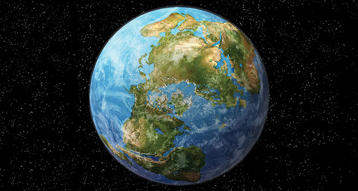 Earth viewed from space showing continents and oceans, illustrating future changes to Earth in the next trillion years.