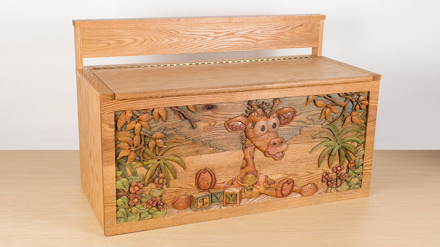 I Hand Carved Two Wooden Toy Boxes For Twins Designed Based On Their Favorite Toys I Hand Carved Two Wooden Toy Boxes For Twins Designed Based On Their Favorite Toys