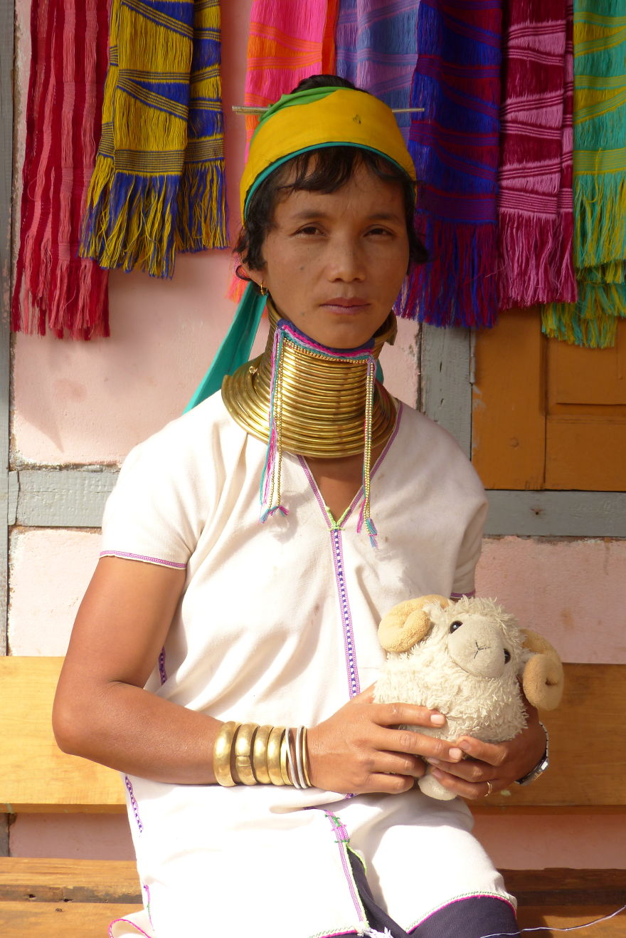 Long-Neck Padaung Woman And Me In Loikaw, Myanmar