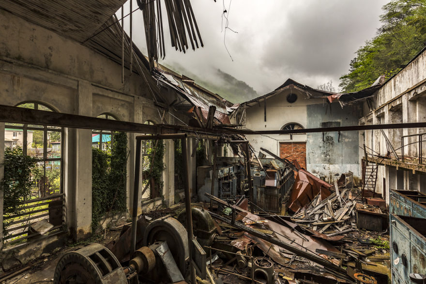 An Electric Sub Station Lacking A Roof