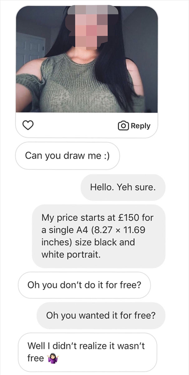 People Kept Asking This Artist To Draw Them For Free, So He Decided To Teach Them A Lesson