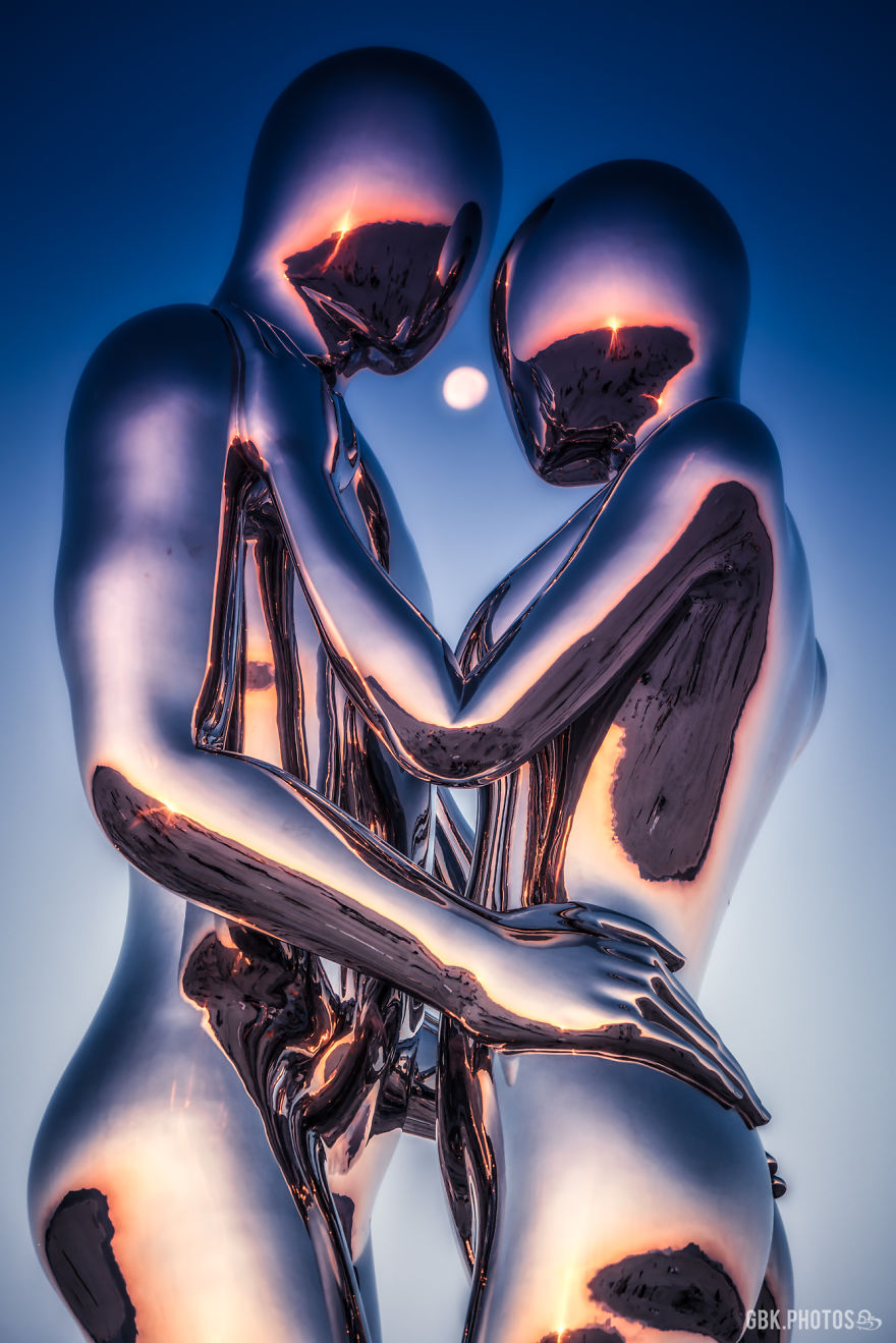 The Moon And "In Every Lifetime I Will Find You" Sculpture By Michael Benisty