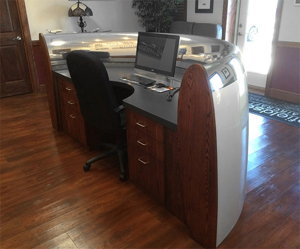 Desk Made From The Engine Cowl Of A 747