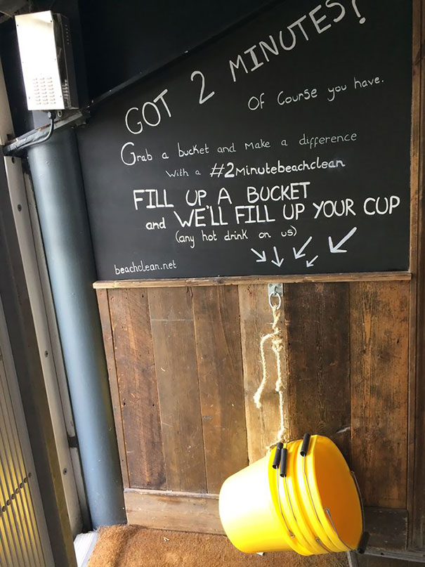 The Cafe At My Closest Beach Gives Free Drinks To People Who Collect A Bucket Of Litter From The Beach