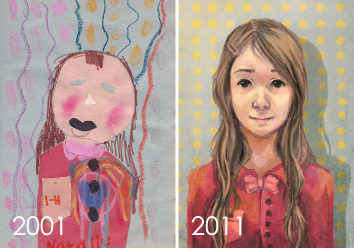 So I Opened My Drawing Time Capsule From 10 Years Ago. I'm Not Sure If That Black Thing Is A Mouth Or A Mustache