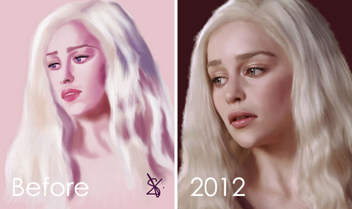 I Don't Remember When I Did The First Drawing, But At That Time I Didn't Draw With Tablet, It Was With Mouse, And My Pulse Is Horrible. I Hate The First Drawing But I Think That The Difference Is So Incredible