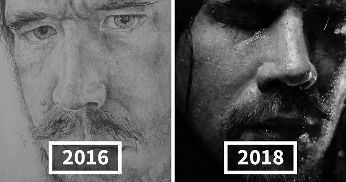 30 Artists Challenge Themselves To Redraw Their Old ‘Crappy’ Drawings, Prove That Practice Makes Perfect