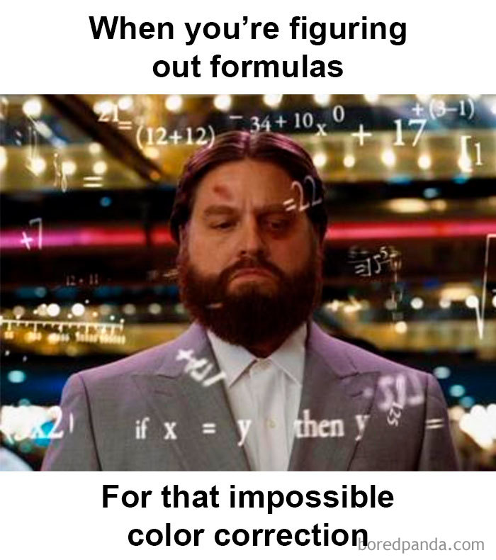 A man deep in thought with mathematical formulas overlayed, humorously contemplating hairstylist challenges.