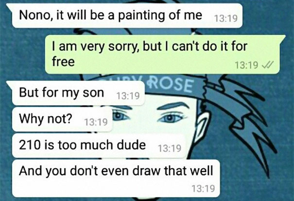 Man Orders Artist To Paint His Portrait For Free Because His Son 'Has Cancer', Gets The Response He Deserves Man Orders Artist To Paint His Portrait For Free Because His Son 'Has Cancer', Gets The Response He Deserves