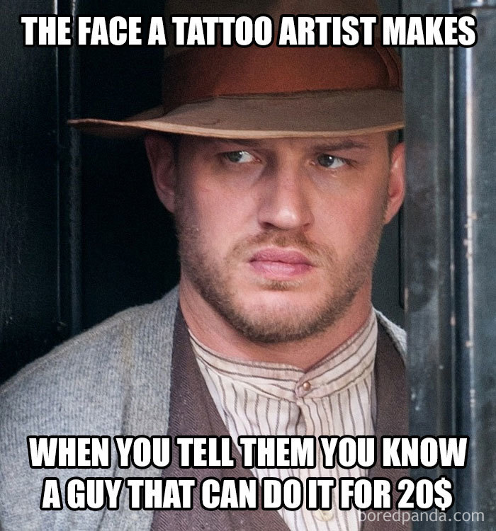 Man in a hat looking unimpressed, a classic reaction meme often used in tattoo meme contexts.