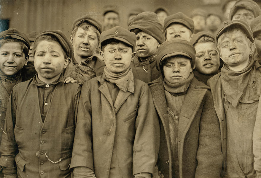 Breaker Boys In #9 Breaker, Hughestown Borough, Pa. Coal Co. Smallest Boy Is Angelo Ross. Location: Pittston, Pennsylvania