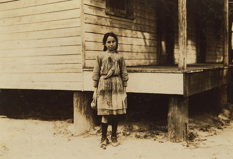 Lillian Dambrinio, An Eleven-Year-Old Shrimp Picker In Peerless Oyster Co. She Is An American And Lives Here. Says Picking Makes Her Hands Sore. Location: Bay St. Louis, Mississippi