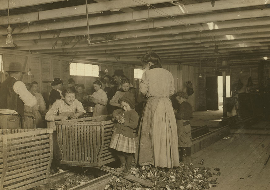Four-Year-Old Mary, Who Shucks Two Pots Of Oysters A Day At Dunbar. Tends The Baby When Not Working. Location: Dunbar, Louisiana