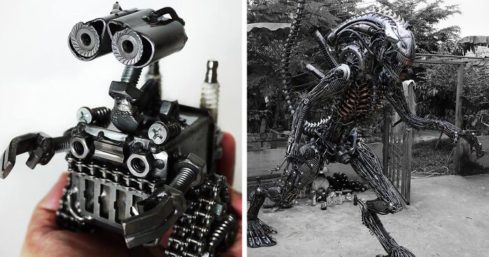 Artists Upcycle Metal Scrap Into Sculptures Of Famous Movie Characters