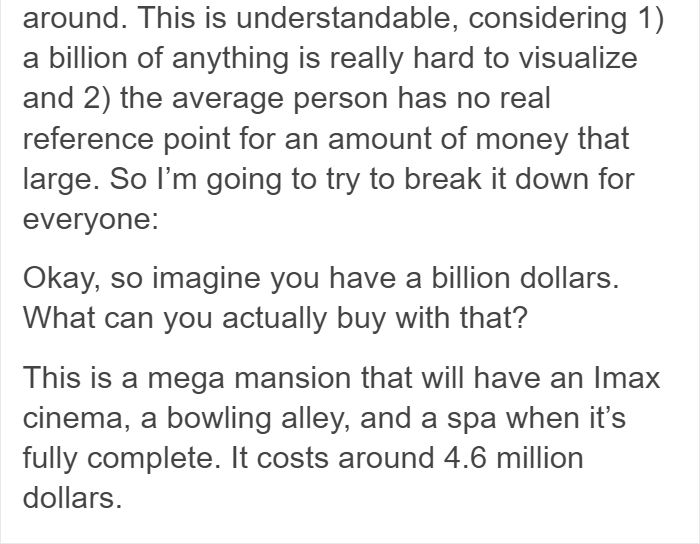 Tumblr User Explained What It Means To Be A Billionaire, And It Will Make You Feel Poor Tumblr User Explained What It Means To Be A Billionaire, And It Will Make You Feel Poor
