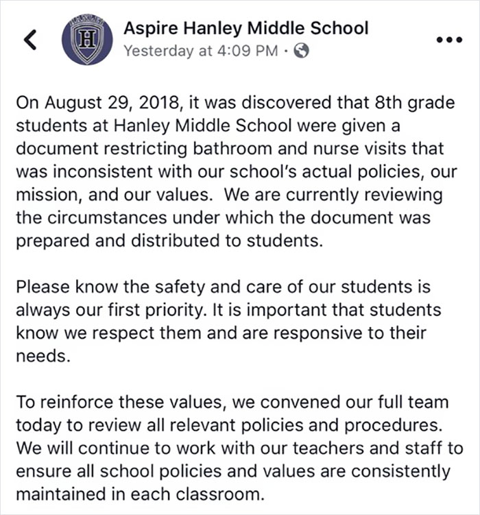 People Can't Believe The Shocking Note This Teacher Gave To A Kid After They Asked For A Permission To Go To The Bathroom People Can't Believe The Shocking Note This Teacher Gave To A Kid After They Asked For A Permission To Go To The Bathroom