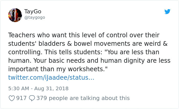 People Can't Believe The Shocking Note This Teacher Gave To A Kid After They Asked For A Permission To Go To The Bathroom