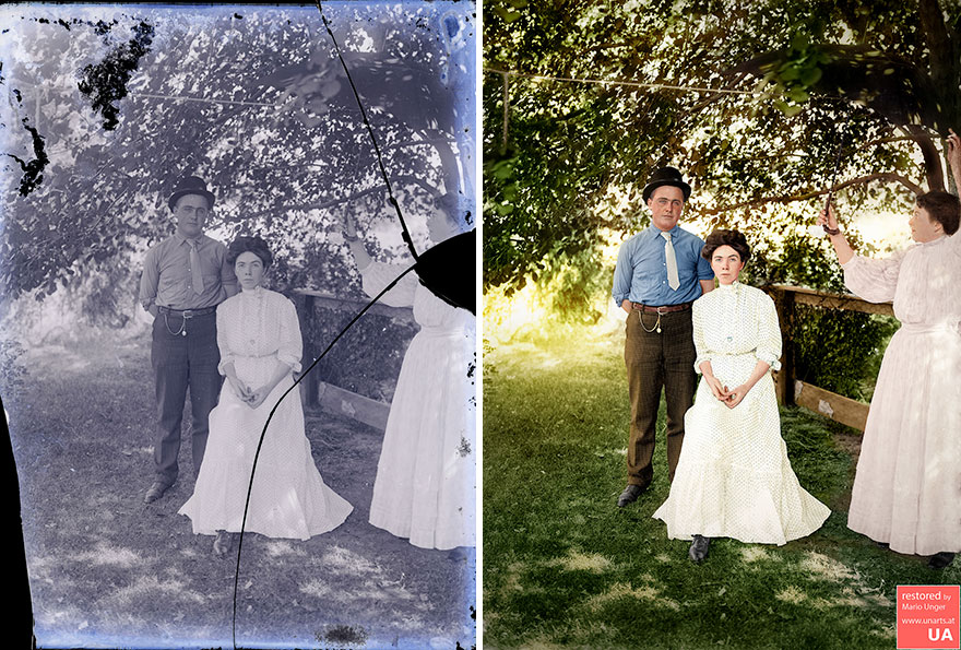 Texas Couple, Early 20th Century, Heavy Restoration