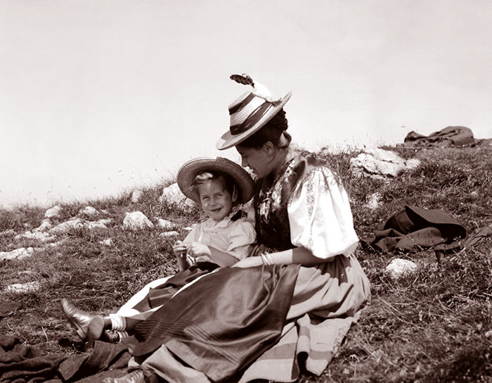 Mother And Daughter On Mountain Top, Austria