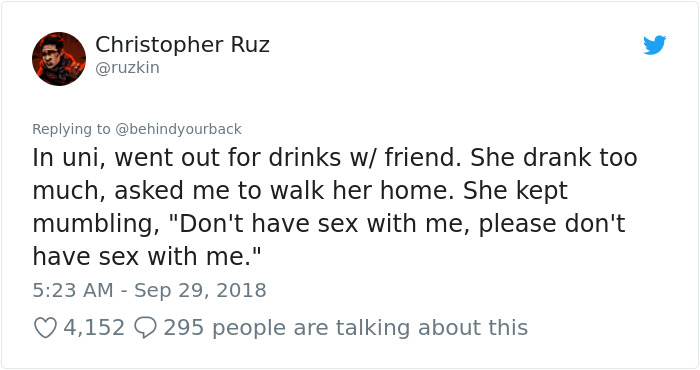 Woman Tweets About All The Times Men Didn't Rape Her To Teach A Lesson On Consent Woman Tweets About All The Times Men Didn't Rape Her To Teach A Lesson On Consent