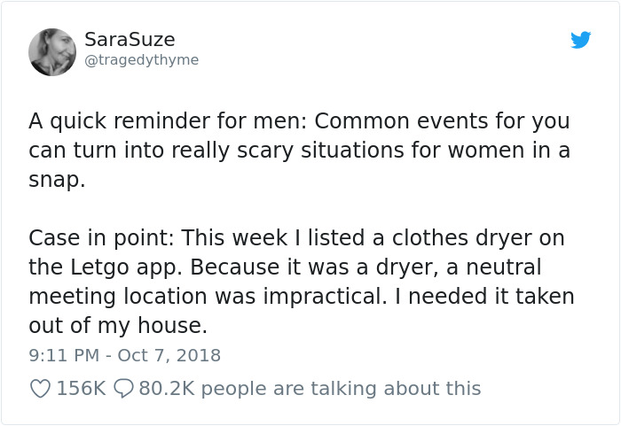 Woman's Twitter Thread Explains Why Many Women Fear Men Woman's Twitter Thread Explains Why Many Women Fear Men