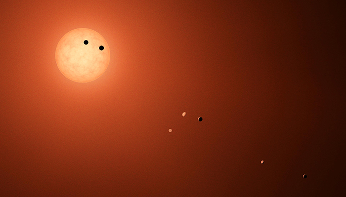 Strange planets orbiting a distant star, creating an intriguing and otherworldly cosmic scene.
