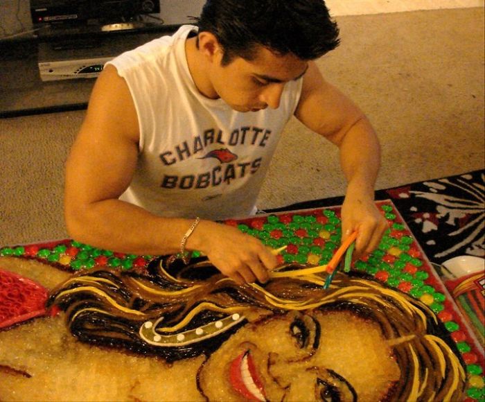 Celebrity Portraits Made Of Thousands Of Sweets Celebrity Portraits Made Of Thousands Of Sweets
