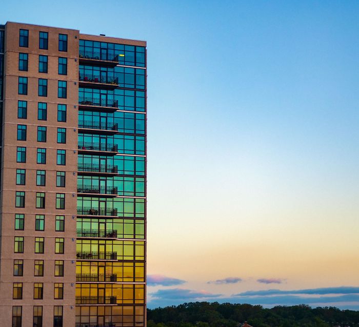 Every Morning Right Before Sunrise, The Highrise Across From Me Looks Like This