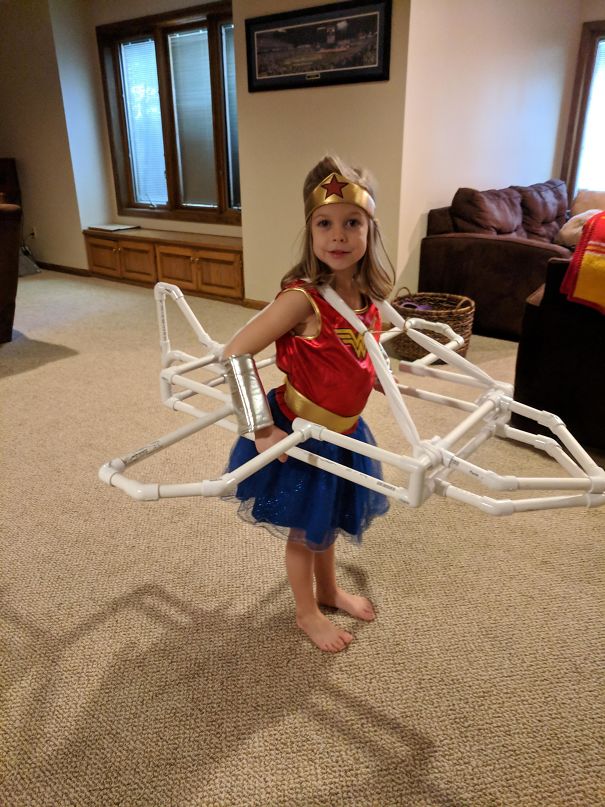 Really Proud Of This. Made My 5 Year Old Wonder Woman An "Invisible Plane" For Halloween