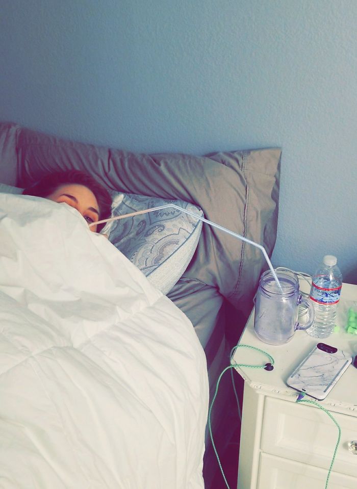 My Girlfriend Wanted A Drink But Didn't Want To Get Out Of Bed, So I Obliged