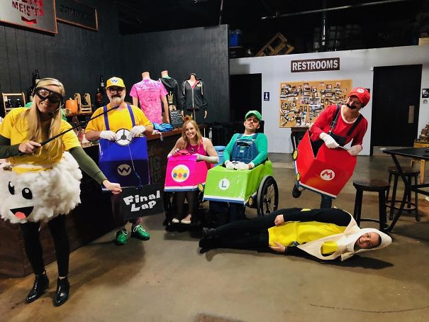 My Friend And I Are Both In Wheelchairs So We Did A Mario Kart Group Costume This Halloween