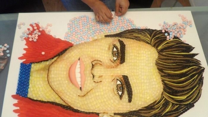 Celebrity Portraits Made Of Thousands Of Sweets Celebrity Portraits Made Of Thousands Of Sweets