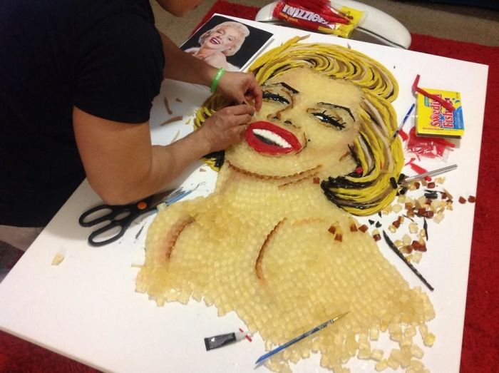 Celebrity Portraits Made Of Thousands Of Sweets