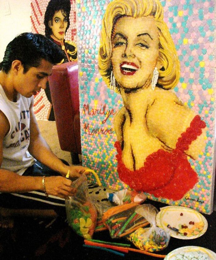 Celebrity Portraits Made Of Thousands Of Sweets Celebrity Portraits Made Of Thousands Of Sweets