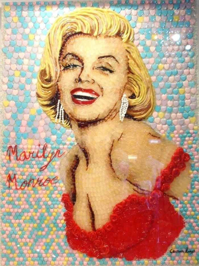 Celebrity Portraits Made Of Thousands Of Sweets Celebrity Portraits Made Of Thousands Of Sweets