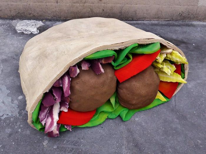 Artist Turns Abandoned Mattresses Into Food Sculptures