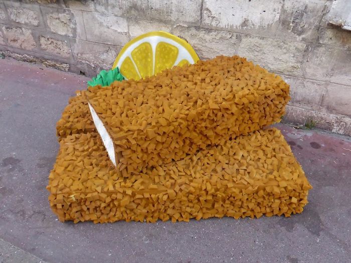 Artist Turns Abandoned Mattresses Into Food Sculptures