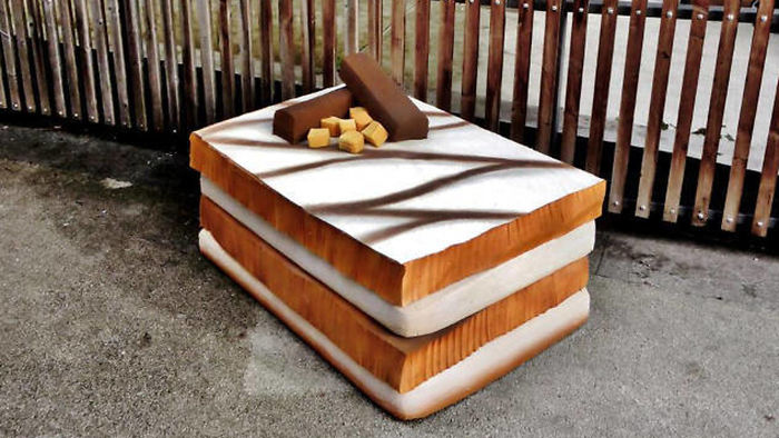 Artist Turns Abandoned Mattresses Into Food Sculptures
