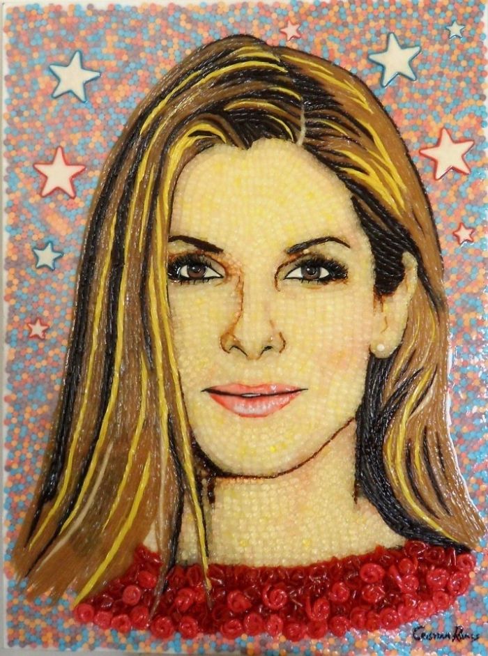 Celebrity Portraits Made Of Thousands Of Sweets Celebrity Portraits Made Of Thousands Of Sweets