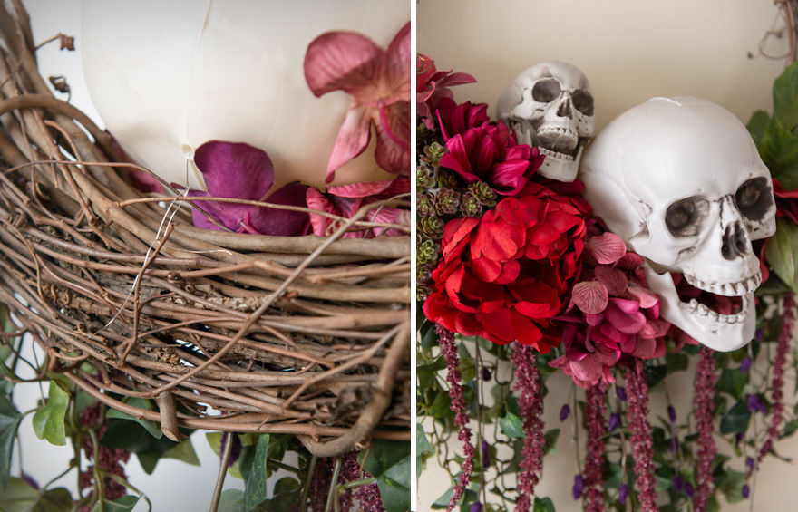 Bones & Blooms Halloween Wreath